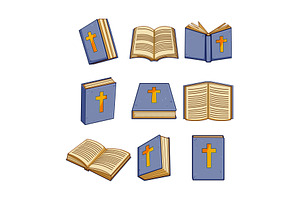 Holy bibles vector set with crosses, an Illustration by pikepicture