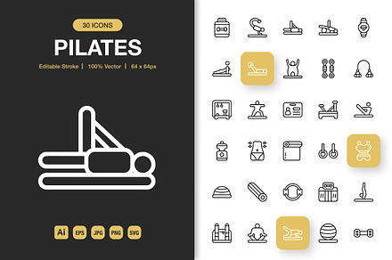 Pilates Icons, an Outline Icon by Spacepixel Creative