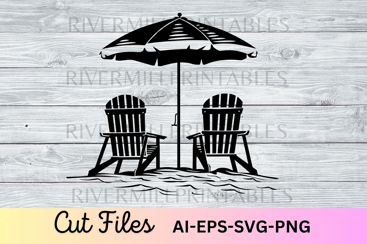 Beach Chairs SVG EPS Cut File, a Decorative Illustration by Rivermill Printables