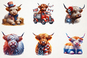 4th July Highland Cow Sublimation PN, a Seasonal Illustration by RobertsArt (Thumbnail 6 of 7)