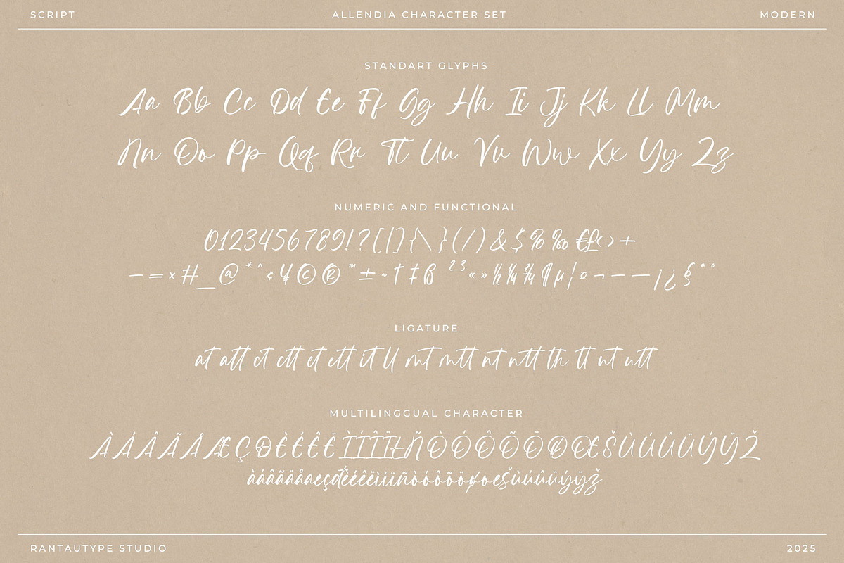 Allendia Modern Script Font, a Script Font by RantautypeStudio (Photo 15 of 15)