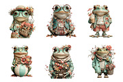 Whimsical Summer Frog Clipart, an Illustration by SinaCreation (Thumbnail 2 of 11)