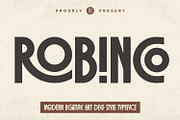 Robinco - Ligature Art Deco Font, a Sans Serif Font by Asenbayu (Thumbnail 1 of 15)