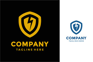 Thunderbolt with shield logo, a Branding & Logo Template by jundio studio