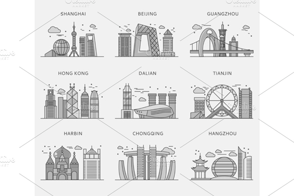 Icons Chinese Major Cities, a Work Illustration by robuart (Photo 2 of 3)