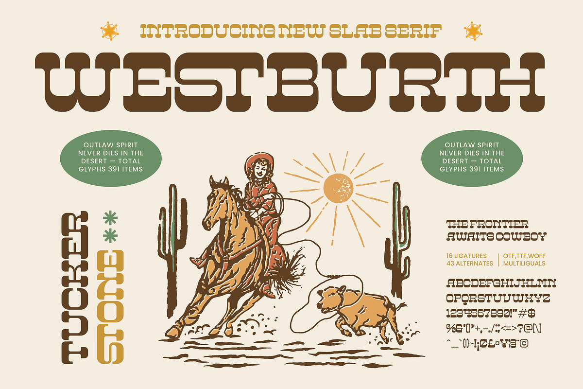 Westburth Western Display Font, a Slab Serif Font by timelesstype.co (Photo 1 of 15)