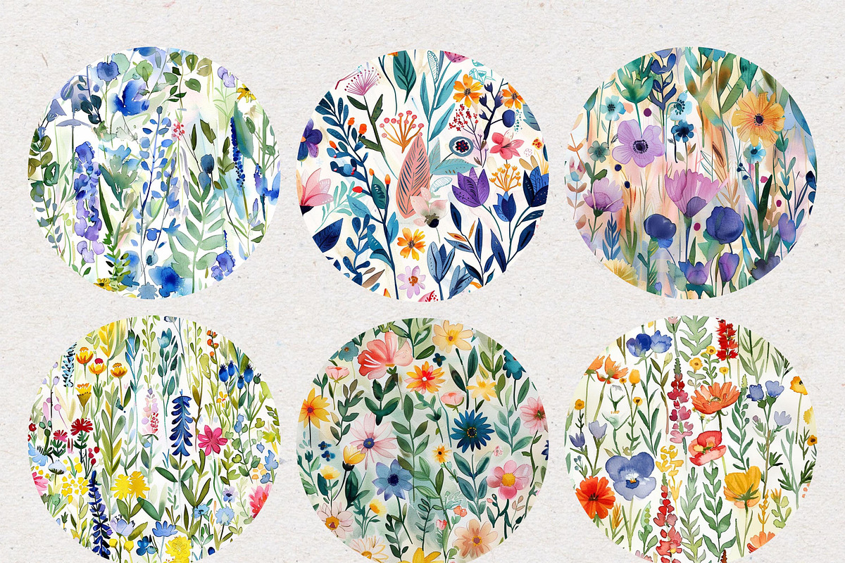 Watercolour Flower Seamless Patterns, a Pattern Graphic by Natural Planners (Photo 3 of 3)