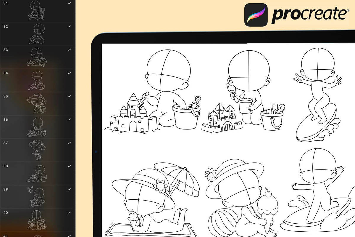 175 Procreate Chibi Summer Stamp, a Brush Add-On by DrawingStoryShop (Photo 5 of 10)