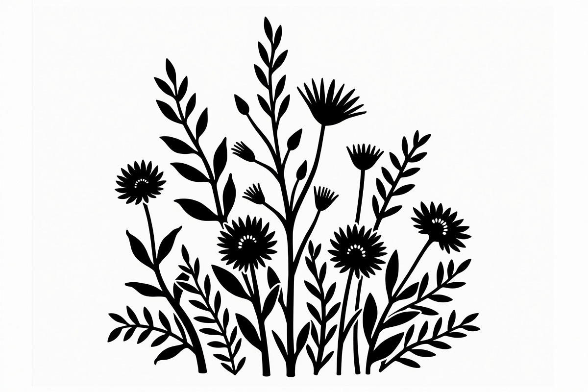 Elegant Wildflower Silhouette Bundle, an Illustration by Creativeshirt (Photo 3 of 13)