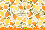 Boho Citrus Bliss Seamless Pattern, a Background Graphic by K.JackArtwork (Thumbnail 1 of 8)