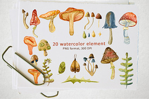 Watercolor Mushrooms