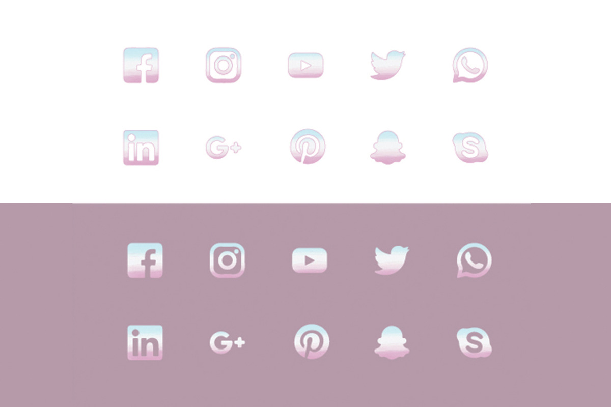 Watercolor Ombre Social Media Icons, a Templates & Theme by Tishya Oedit (Photo 2 of 3)