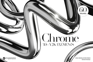 Chrome Y2K Abstract 3D Objects