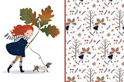 Autumn girl vector.Fall pattern., an Animal Illustration by StudioLondon (Thumbnail 2 of 3)