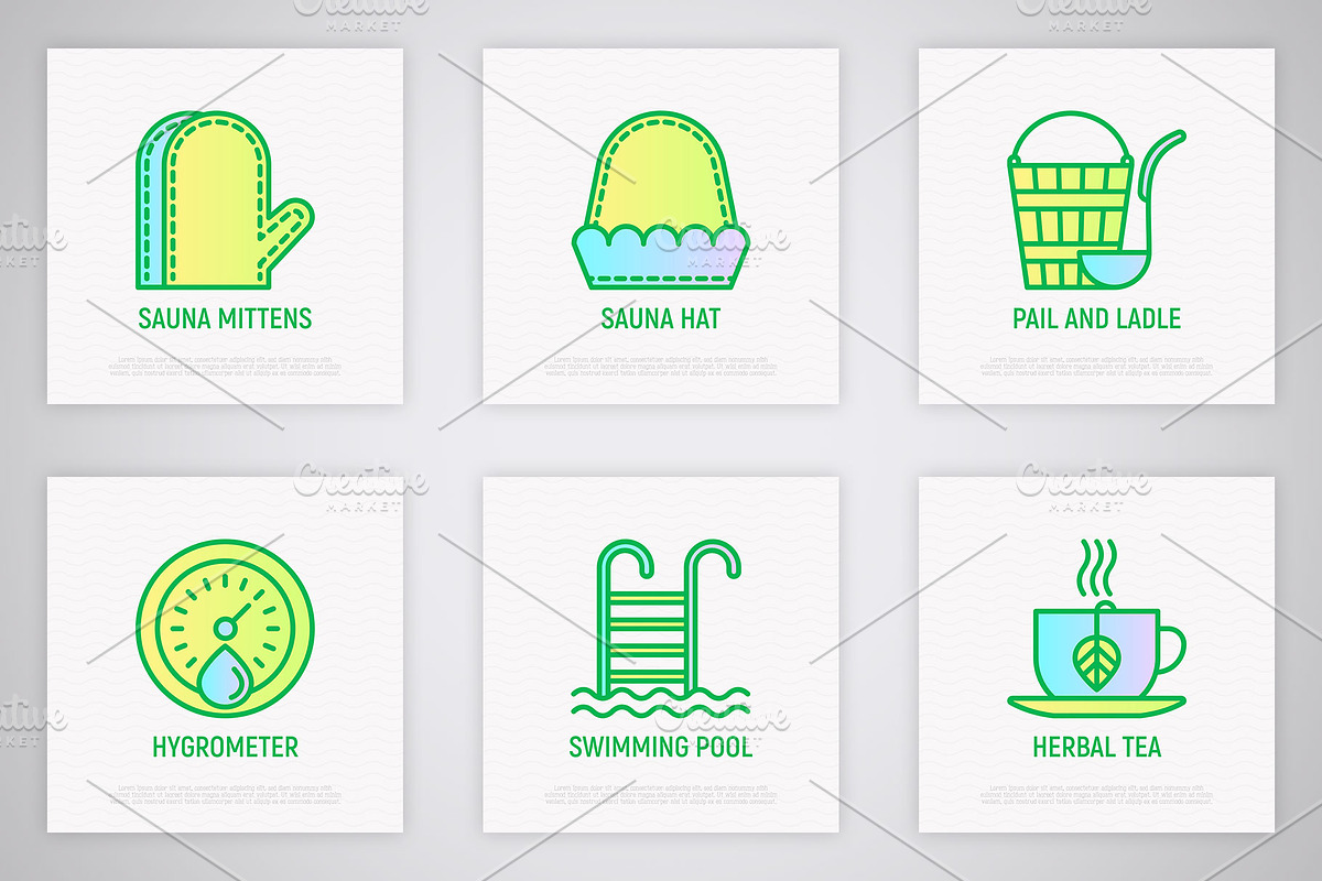 Spa and Sauna | 16 Thin Line Icons, an Outline Icon by Alex Blogoodf (Photo 6 of 11)