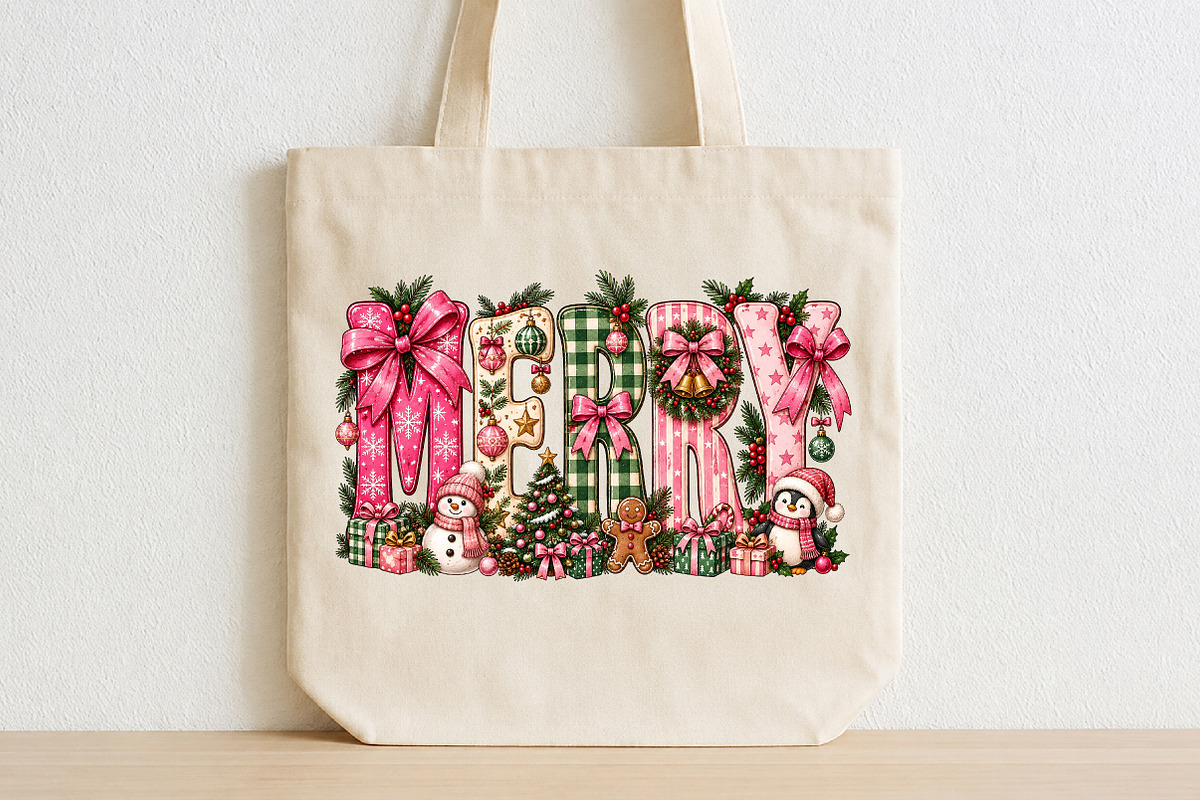 Preppy Merry Coquette Christmas PNG, a Seasonal Illustration by CraftArtStudio (Photo 2 of 4)
