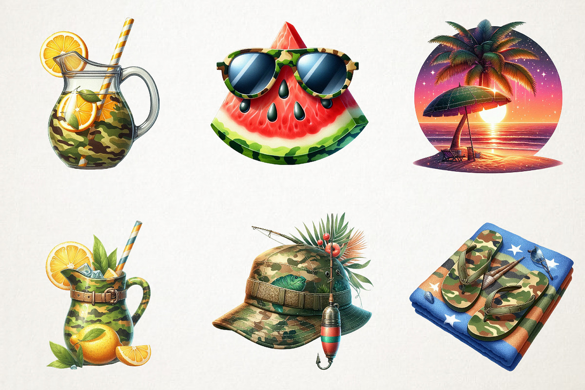 Camouflage Summer Sublimation Clipar, a Seasonal Illustration by RobertsArt (Photo 5 of 7)