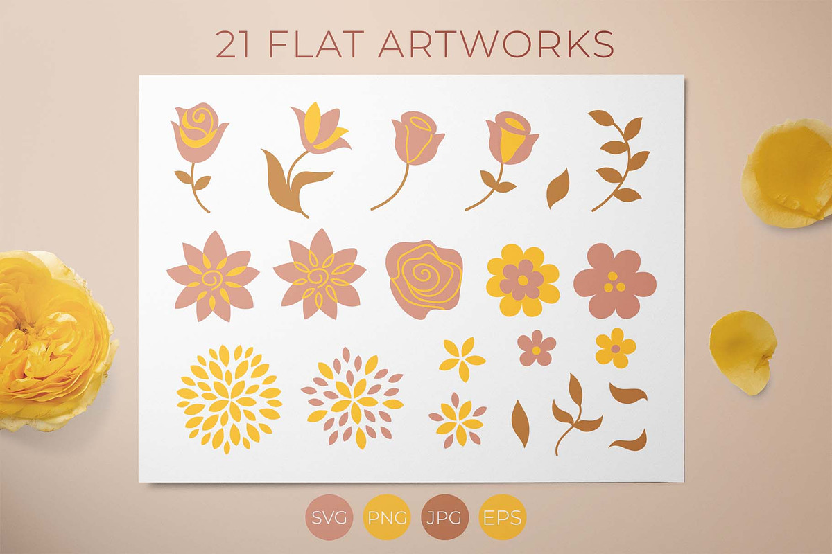 Floral Beauty Set. Daring Sunflower., a Texture Illustration by Illustana (Photo 5 of 10)
