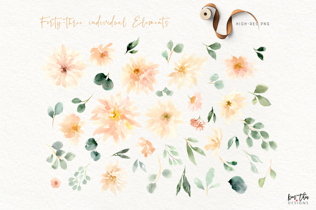 Peach and Cream Dahlias, an Illustration by Kim Thoa Designs (Photo 11 of 14)
