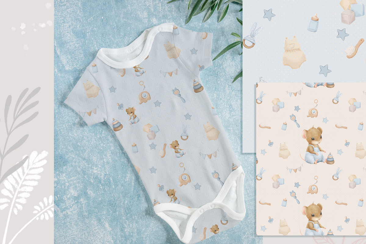 Baby Shower Baby Boy set, an Animal Illustration by AlenaVlasko stock Market (Photo 5 of 9)