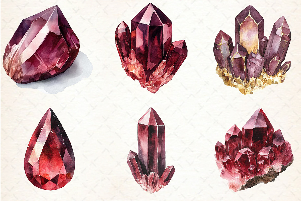 Burgundy Crystals and Gems Clipart, an Illustration by Libby Wishes (Photo 7 of 7)