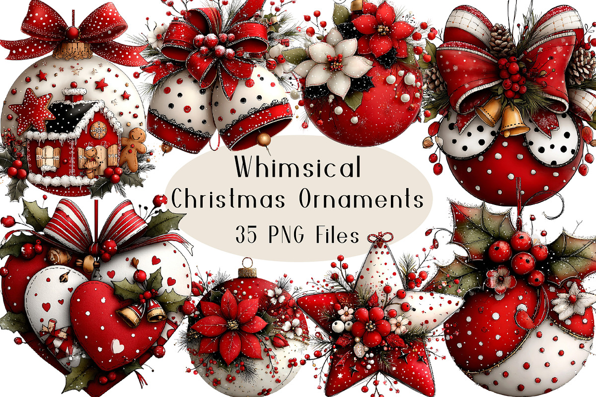 Christmas Whimsical Ornament Clipart, a Seasonal Illustration by Creative Art (Photo 1 of 7)