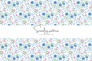 folk floral seamless pattern, a Pattern Graphic by Pink Studio Art