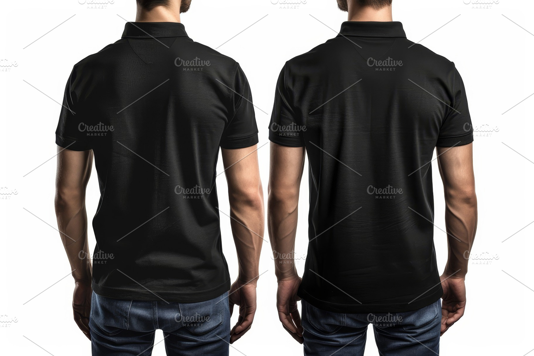 Two models are wearing black polo sh, a Photo by Tanuart