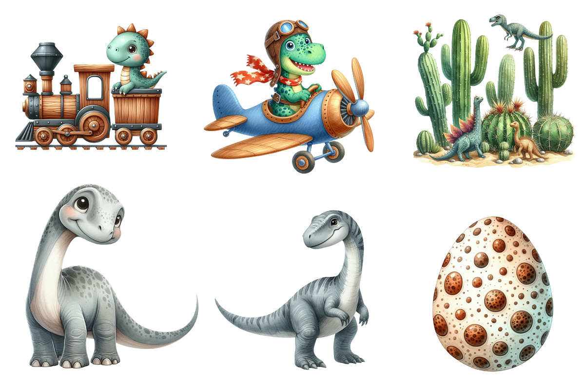 Dinosaurs watercolor clipart, an Illustration by CreationArt (Photo 4 of 7)