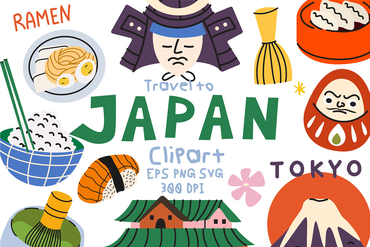 Japan Travel Clipart Vector Set, a Decorative Illustration by Luamor (Photo 1 of 5)