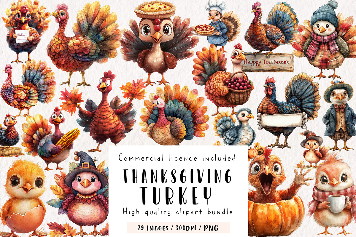 Thanksgiving Turkey Clipart, an Illustration by CreationArt (Photo 1 of 9)