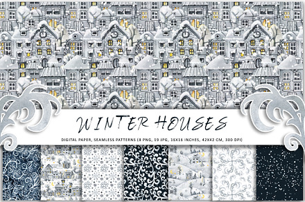 Winter House Christmas Digital Paper