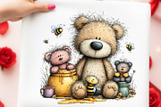 Watercolor Bear And Bees Clipart, a Transportation Illustration by Digital Artistic99 (Thumbnail 4 of 10)