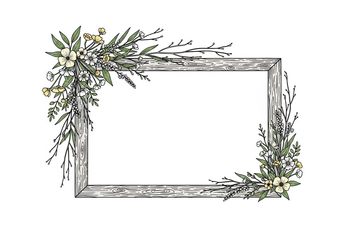Rustic Floral Frame SVG Bundle, an Illustration by jahid234 (Photo 8 of 31)