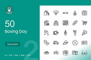 50 Boxing Day Line Icons, an Icon by IconBunny