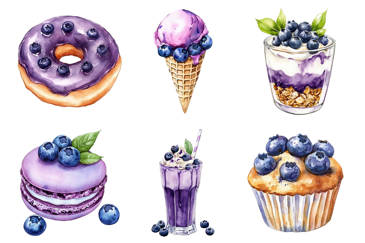 Summer Blueberry Sweet Clipart PNG, an Illustration by designhome (Photo 2 of 5)