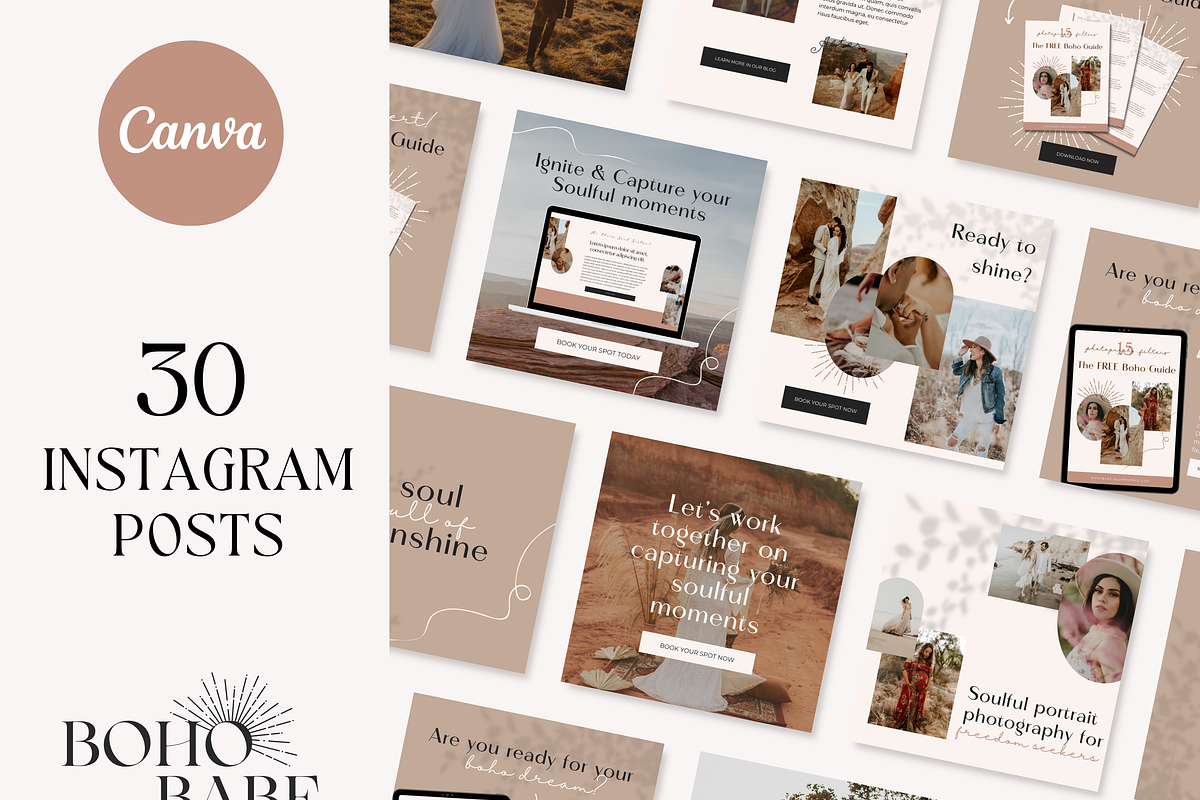 Instagram Post Template Boho Canva, a Social Media Template by HerstedHertz (Photo 1 of 9)