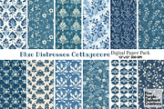 Blue Distressed Cottagecore Shabby, a Pattern Graphic by Fine Purple Elephant (Thumbnail 1 of 5)