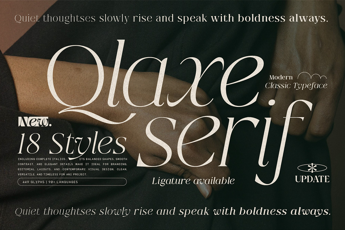Qlaxe Serif – Update Italics, a Serif Font by Nollev (Photo 1 of 14)