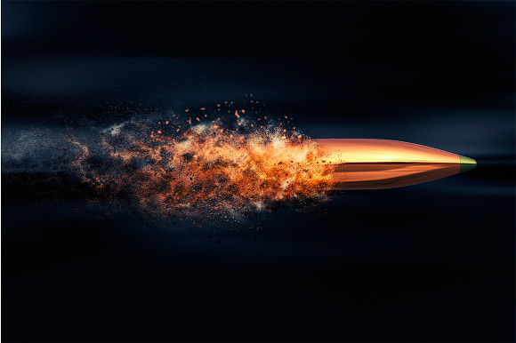 Flying Bullet With Dust Trail