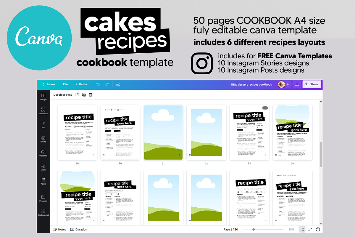 Canva Cake Recipes Cookbook Template, a Magazine Template by DeLaGranSiete (Photo 9 of 11)