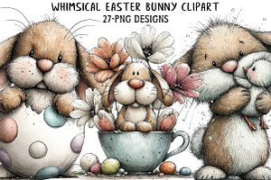 Whimsical Easter Bunny Clipart, an Illustration by Daily.Designs