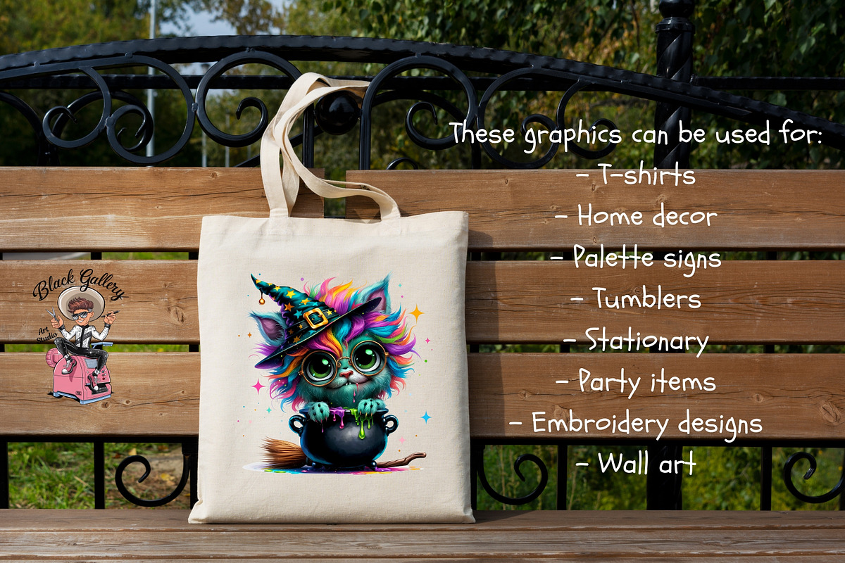 Witch Cat Clipart PNG Bundle, an Illustration by Clipart Bloom (Photo 13 of 14)