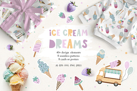 Ice Cream Dreams, a Seasonal Illustration by Jenny Quince