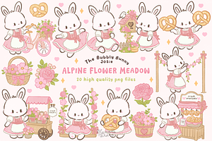 Alpine Flower Meadow Bunny Clipart