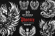 10 Bundle Dark Art Phoenix Flaming, an Illustration by Morspective (Thumbnail 1 of 7)
