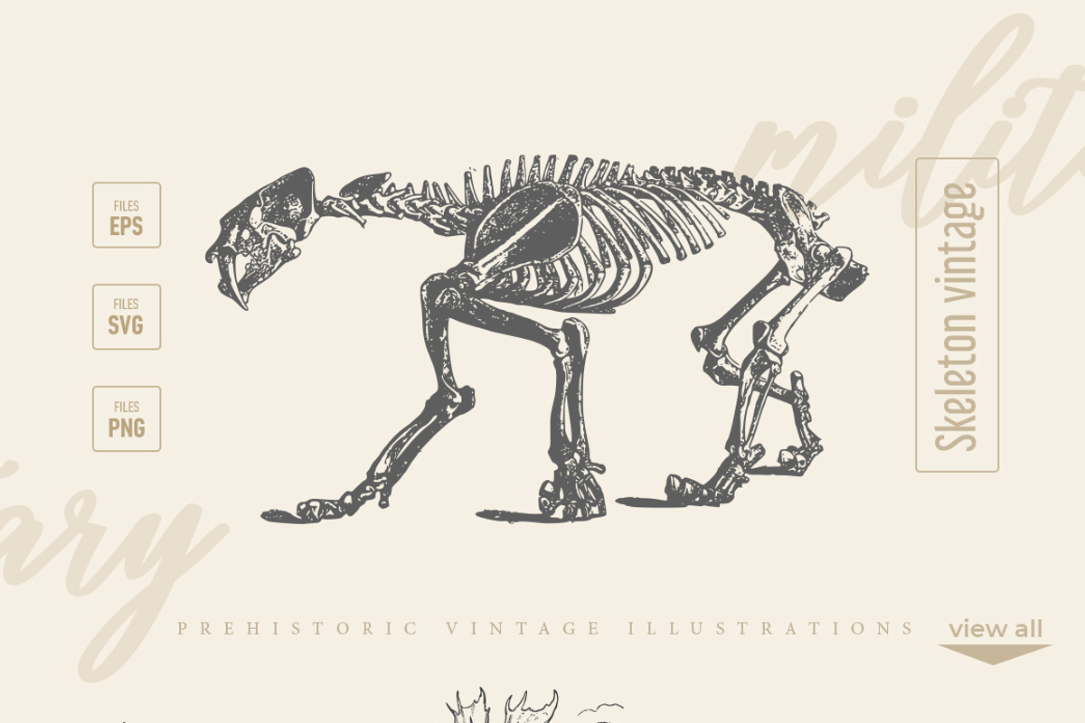 Vintage Prehistoric Skeletons, an Illustration by Retro Machine (Photo 3 of 5)