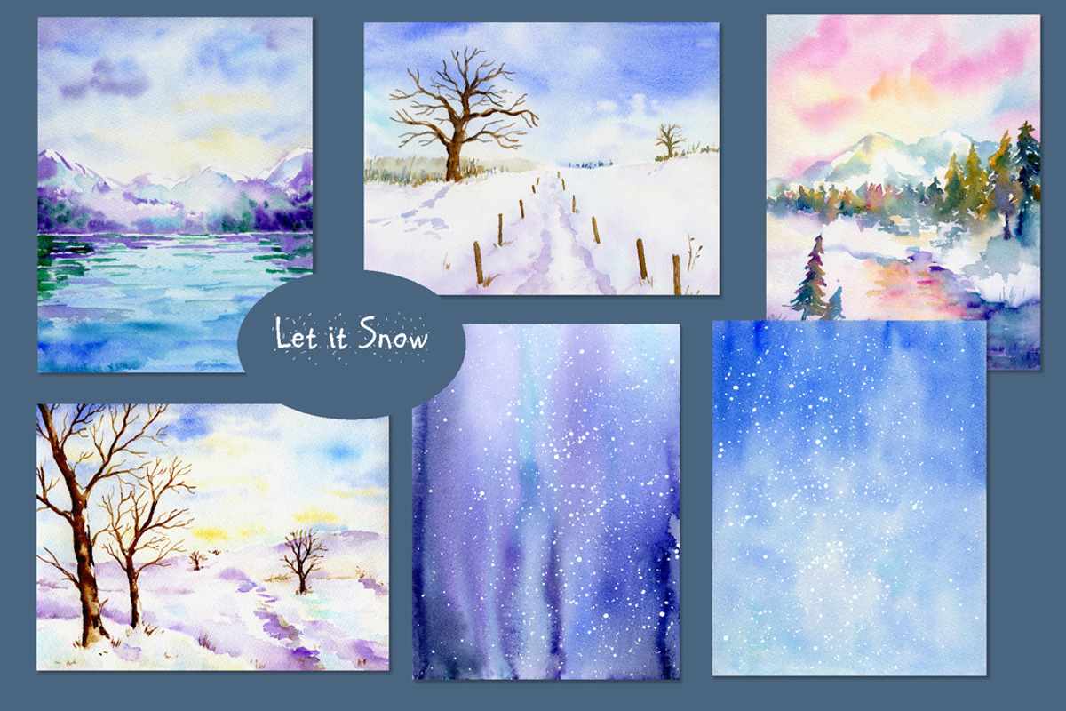 Watercolor Landscape Let It Snow, a Texture Illustration by Corner Croft (Photo 1 of 5)