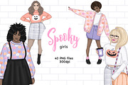 Spooky Girls Clipart, a Person Illustration by GlamArtZhanna (Thumbnail 1 of 4)