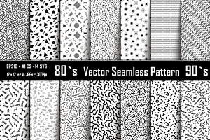 Black & White seamless patterns 90`s